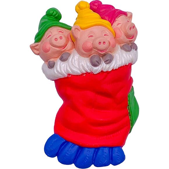 Vintage 1990 Hallmark Keepsake THREE LITTLE PIGGIES Christmas Ornament in Box - Picture 3 of 7